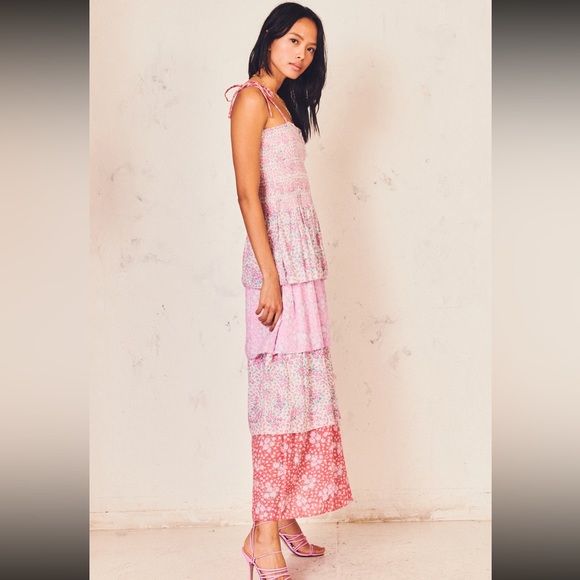 LoveShackFancy Caressa Sleeveless Floral Ruffle Dress - Picture 7 of 15